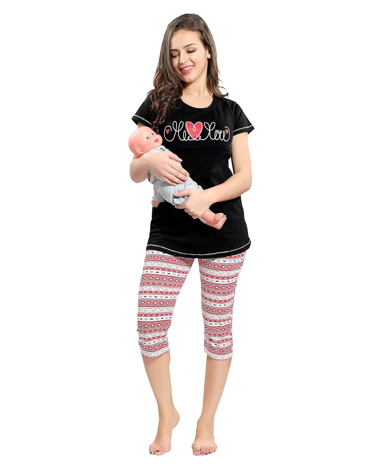 av2 women maternity wear/ feedind / nursing top & capri set