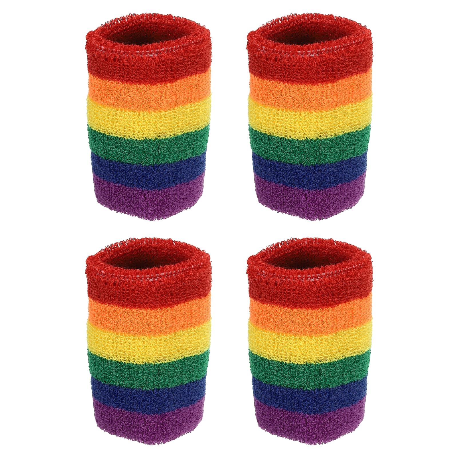 PATIKIL Rainbow Wristbands 8x8cm, 4 Pack Athletic Cotton Terry Cloth Absorbent Wrist Sweatband for Tennis Basketball Working Out Running