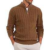 ZAFUL Mens Quarter Zip Sweater Mock Neck Casual Fall Winter Warm Ribbed Knit Pullover Sweater