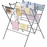 Drying Rack Clothing,12 Drying Poles with Sock Clips Clothes Drying Rack | Foldable Portable Laundry Drying Rack for Air Drying Clothing,Towels,Delicate Eac,Indoor Outdoor Use.Silver