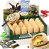 24 Dinosaur Eggs Dig Kit Toys for Kids, Excavation Kit with Magnifier | Easter Basket Stuffers, Science STEM Birthday Party Favors, Gifts for Boys Girls Age 3 4 5 6 7 8 9 10 + Years Old