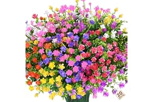 maxkes Artificial Plants Outdoor, 20PCS Artificial Flowers, UV Resistant Fake Flowers, Faux Flowers for Outdoor Planters for Front Porch Pot Decor