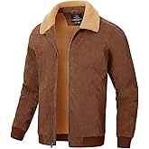Rdruko Men's Winter Jacket Sherpa Lined Corduroy Fleece Jacket Thick Warm Turn-Down Collar Full Zip Coat