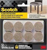 Scotch SP802-NA 3M Felt Pads for Wood Floors 1" Round Beige 32 Pack