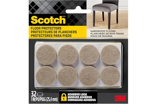 Scotch Felt Pads 32 PCS Beige, Felt Furniture Pads for Protecting Hardwood Floors, 1