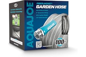 Aqua Joe AJFJH100-PRX Xtreme Fiberjacket Garden Hose, 100-Foot, Metal Fittings