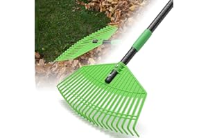 COGARDENSHOWER Plastic Rake for Leaves - Upgraded Anti-Break Nylon Head,75" Adjustable Leaf Rake,Gentle on Lawn,Garden,Yard,Grass,Pine Needle,Shrub,Lightweight for Women,Seniors,Kid,Gardening Camping Use