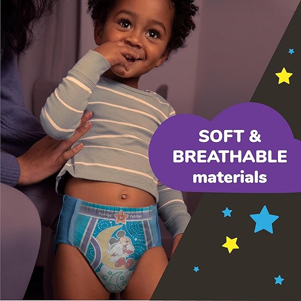 PULL-UPS BOYS’ NIGHT-TIME POTTY TRAINING PANTS, SIZE 3T-4T OVERNIGHT TRAINING UNDERWEAR (32-40 LBS), 60 CT