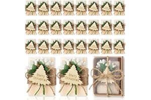 Hoolerry Handmade Scented Soap Christmas Favor Handmade Soaps, Handmade Soap Bars Christmas Set Decorations for Christmas Stocking Stuffer Happy Holidays Gifts for Christmas (Cream Color,24 Set)