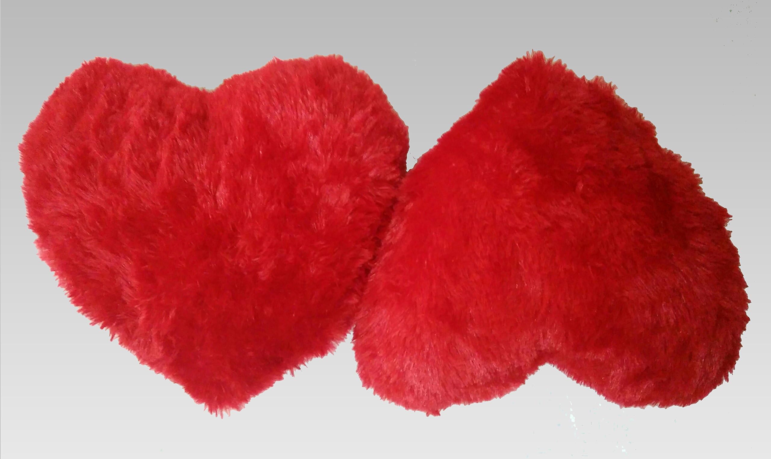 Touch Pillows Fancy Soft Fibre Heart Shape Cushions (Set of 2 Pcs) (Color: Red)