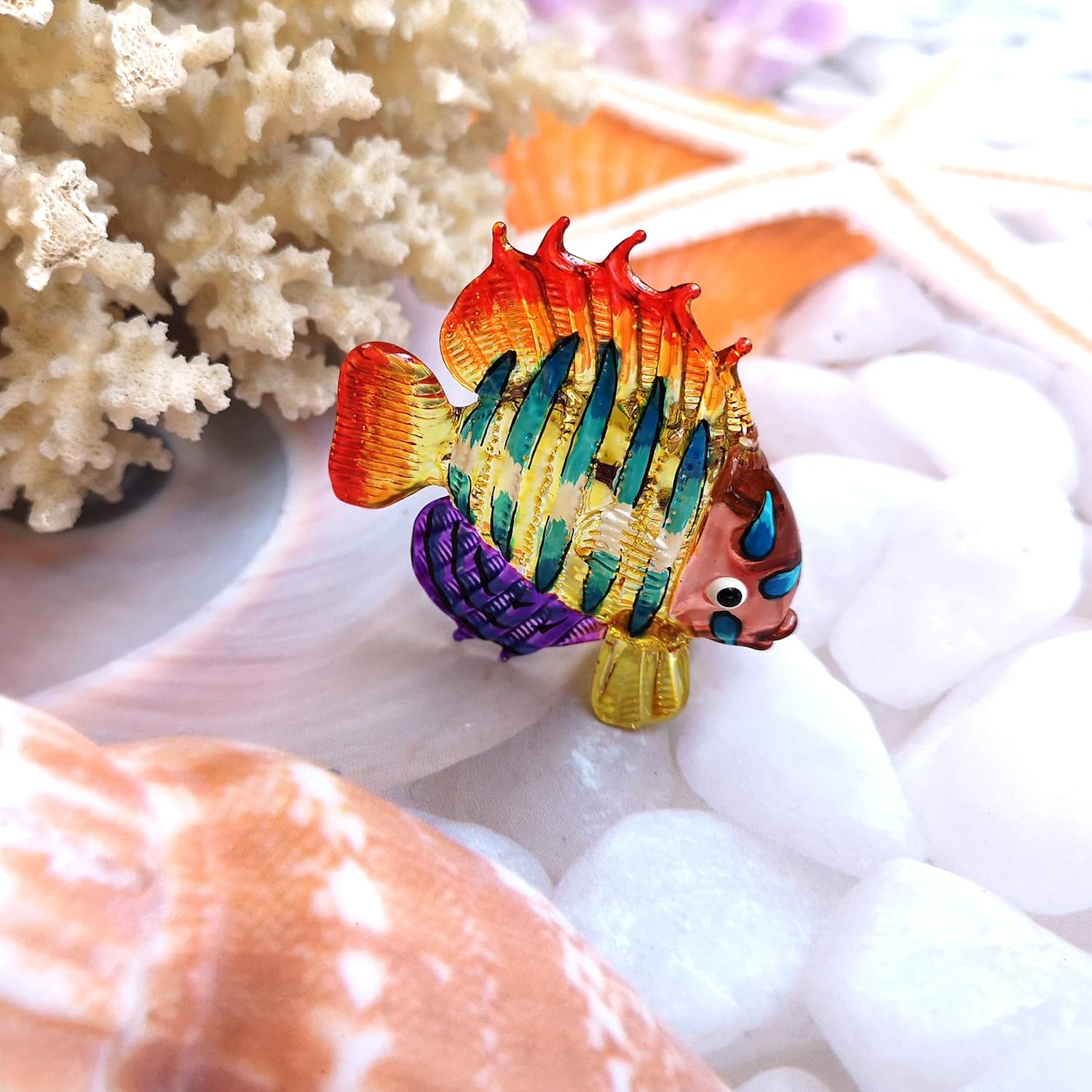 ZOOCRAFT Tropical Glass Sea Fish Figurine Hand Blown Art Sealife Collectible Miniature Aquarium Decor: Kitchen & Dining