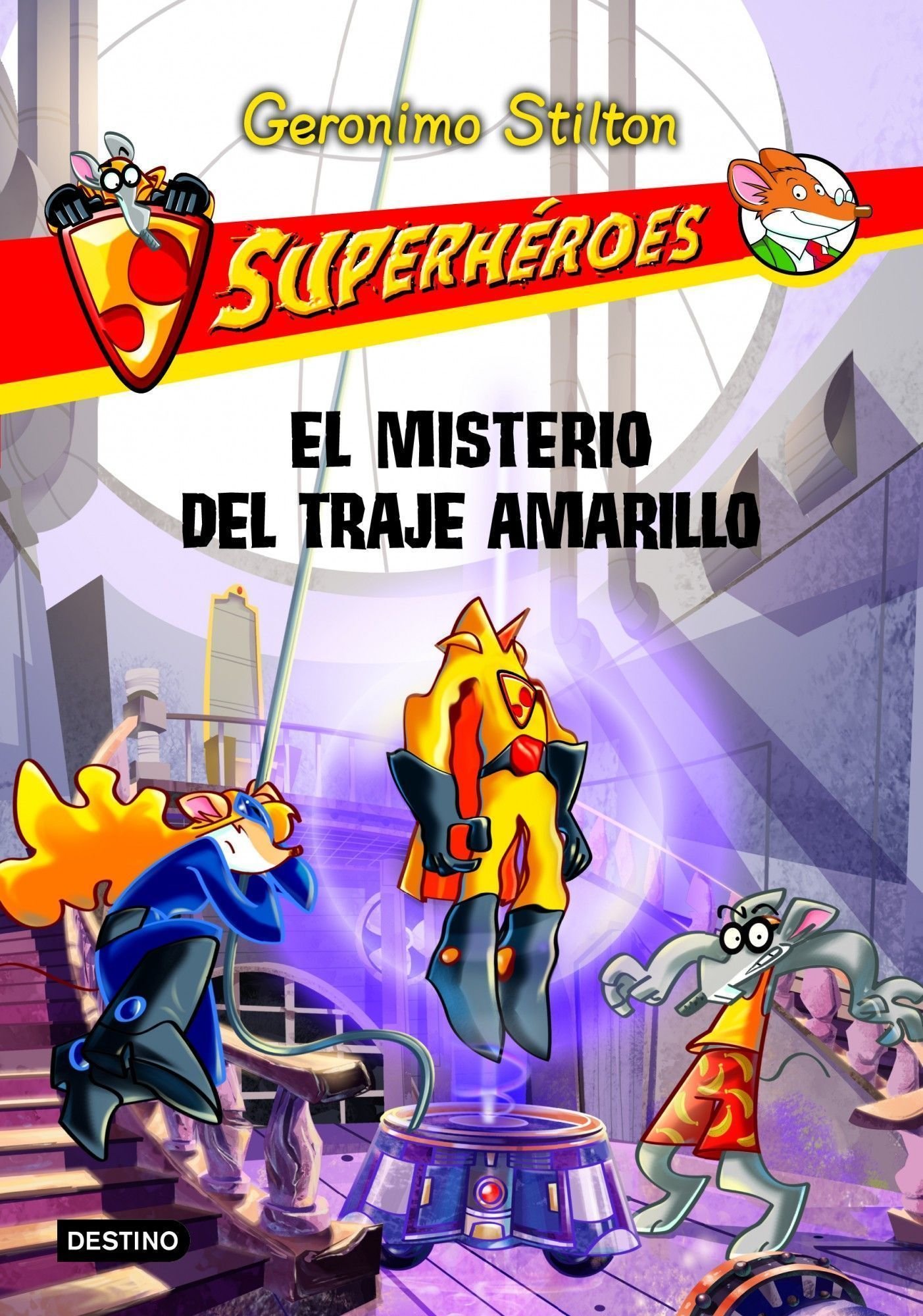 Portada de El misterio del traje amarillo: Superhéroes 6 (Geronimo Stilton)