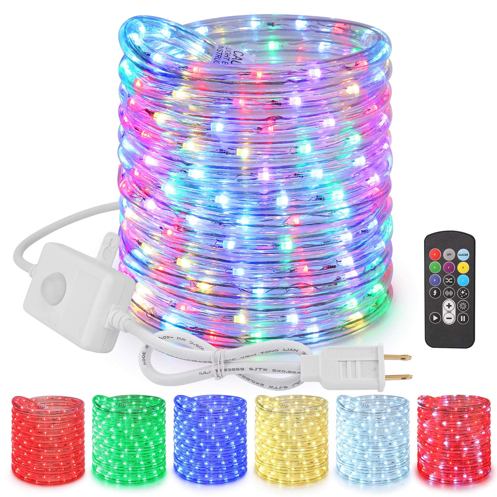 Photo 1 of Brizled Color Changing Rope Lights, 18ft 180 LED RGB Rope Lights, Connectable Christmas Light Indoor Tube Lighting with Remote Outdoor White Tube Light Waterproof Color Outdoor Lighting for Xmas Decor