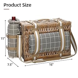 19Pcs Picnic Basket for 2 with Blanket - Wicker