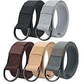 Ginwee 5-Packs Canvas Belt Web Fabric Casual Belt with Zinc Alloy Buckle Double D-ring for Men Women
