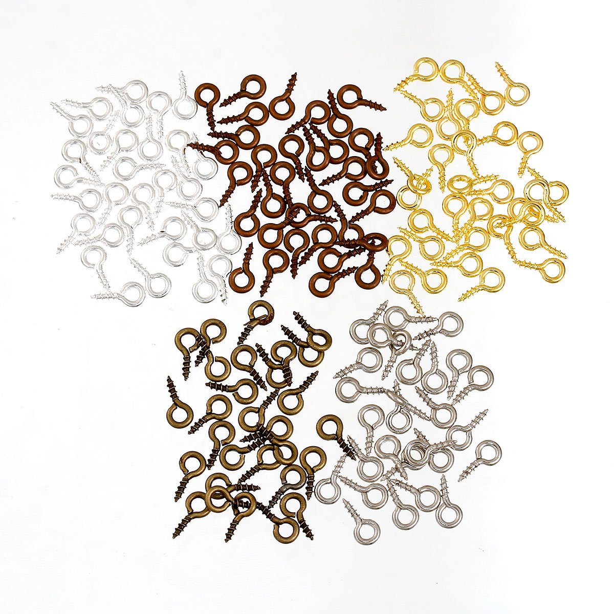 1000 x Mixed Colour Threaded Screw Eyes Pin Pegs 8mm x 4mm. for Jewellery and Other Crafts Making