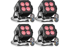 Dazzlingstage Mini Led Stage Lights, Corded 4 * 8w Led Par Lights, Lightweight RGBW 4 in 1 LED Stage Lights with DMX512, Sound-Activated Controlled, 4/8 CH Par Lights for Party, Home, Disco, 4 Pack