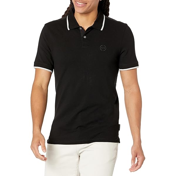 【ARMANI EXCHANGE】HALF ZIP POLO 496T Armani Exchange AX Logo Zipper Polo Black XS at Amazon Men's