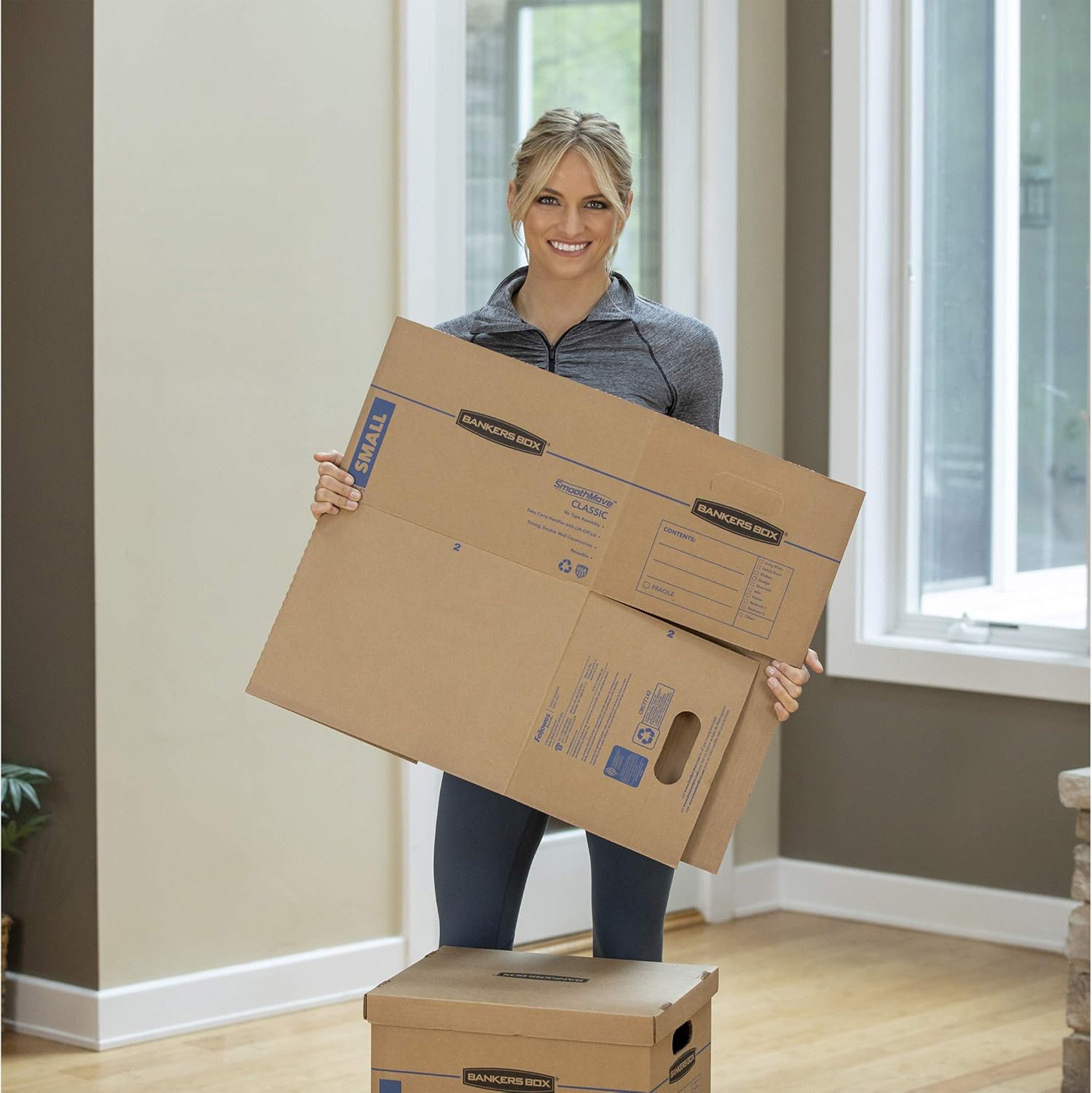Bankers Box SmoothMove Classic Moving Boxes, Tape-Free Assembly, Easy Carry Handles, Small, 15 x 12 x 10 Inches, (7714901): Office Products