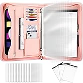 Leathario Portfolio Binder, Includes 10 Sheet Protectors and 3 Notepads, 3-Ring Folder Organizer, A4 Padfolio with Zipper, Vegan Leather Tablet Sleeve, Business Office Conference Clipboards