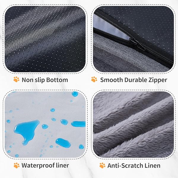 MAKIGUED ORTHOPEDIC DOG BED FOR MEDIUM DOGS EGG CRATE FOAM PET SOFA WITH WATERPROOF LINER, REMOVABLE WASHABLE COVER, NONSLIP BOTTOM, COZY COUCH FOR SMALL MEDIUM DOGS, 28.0X 22.8X 6.7 IN, GREY