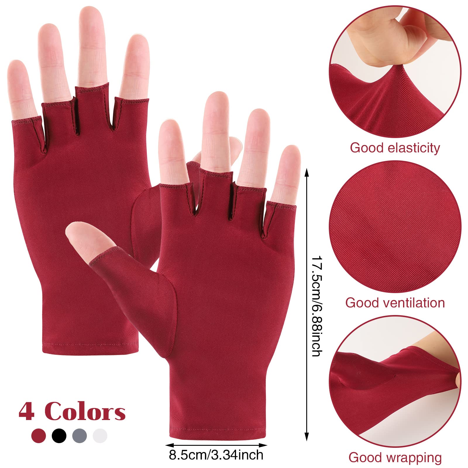 4 Pairs UV Protection Gloves for Gel Nails, UV Light Manicure Gloves for Nail Lamp