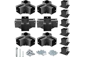 Eapele Pergola Kits with 3-Way/4-Way Corner Brackets and DIY Post Base for 4"x 4" Lumber(Inner 3.65x3.65), Powder Coated Steel Made for Gazebos, Patio Pergolas, Log Cabin Outdoor Pergola Hardware