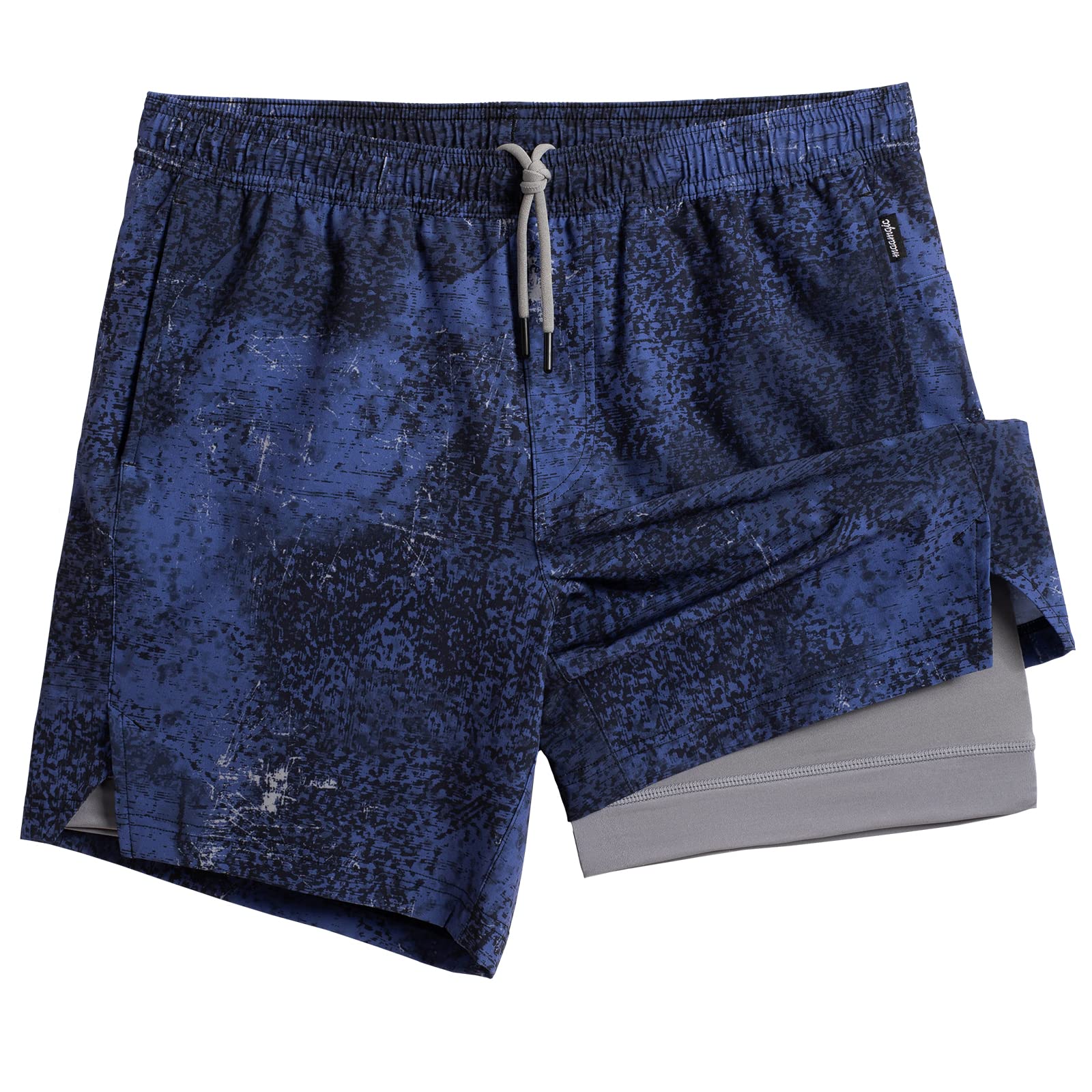 Photo 1 of (LARGE) (USED/FAIR) (BAGGED) maamgic Gym Shorts for Men 7 inch Inseam with Liner Stretch 2 in 4 Workout Shorts Men Quick Dry Athletic Running Shorts Large Dark Blue