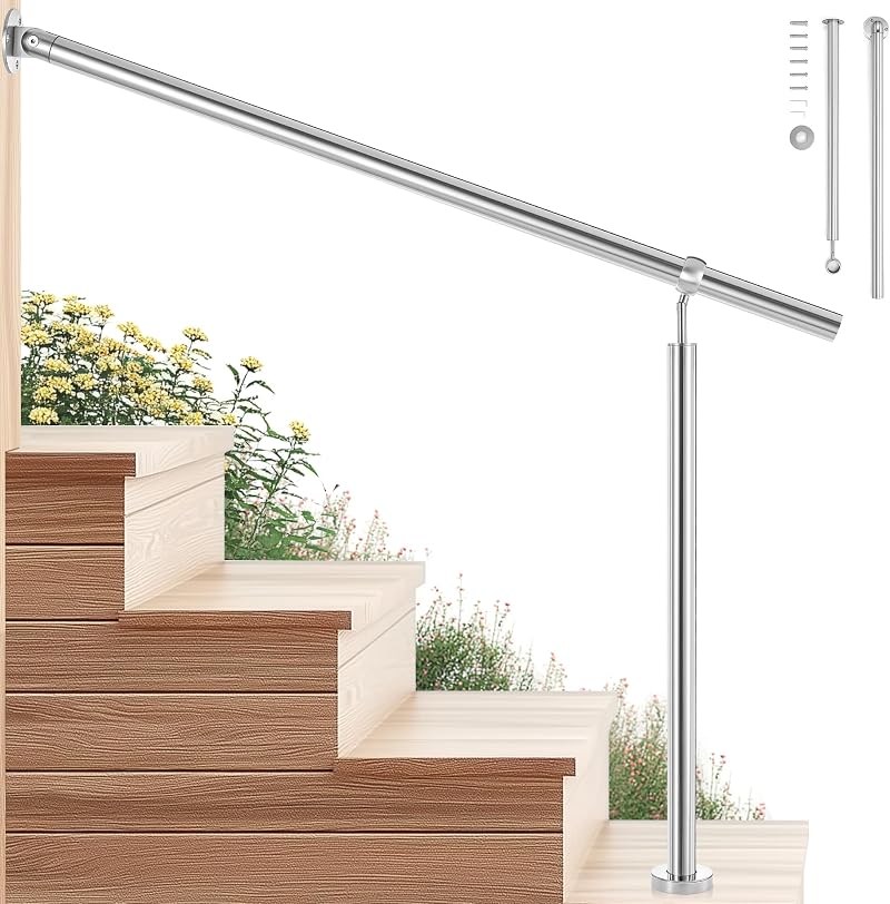 CO-Z Stainless Steel Handrail 120x90 cm Indoor Outdoor 3-4 Steps