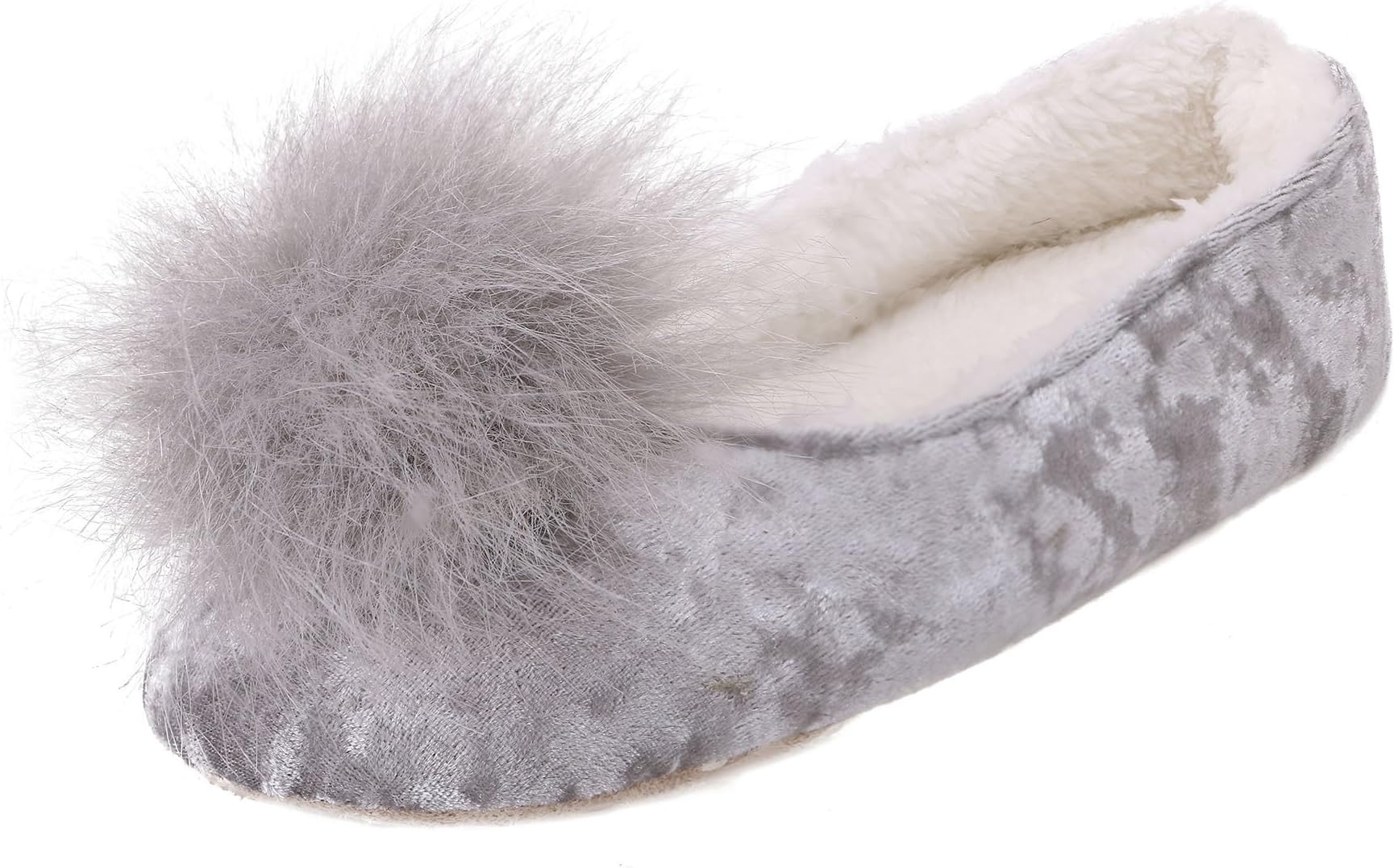 Arctic Paw Sunny Slipper - Fleece Lined with Faux Fur Pompoms