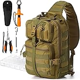 Eccliy 6 Pcs Fishing Tackle Bag Backpack with Rod Holders, Tackle Box, Fishing Pliers Kit and Fish Lip Gripper, Fish Gear and Equipment Fisherman Gift for Men Women