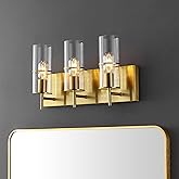 SAFAVIEH Lighting Collection Jester Brass Gold/Clear 3-Light Wall Sconce Light Fixture (LED Bulbs Included)