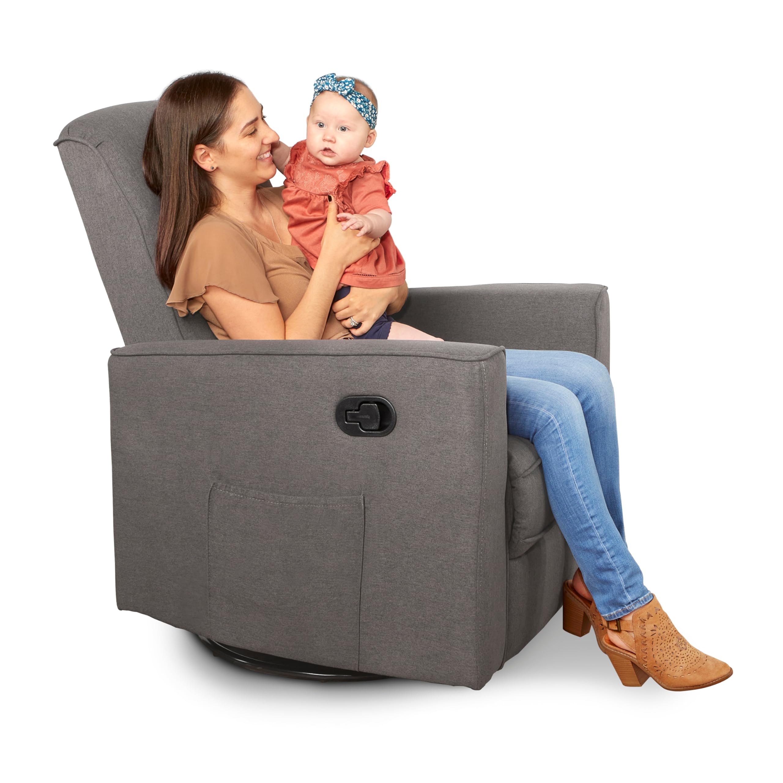 Evolur Raleigh Glider in Rustic Grey, Upholstered Plush Seating 360 ...