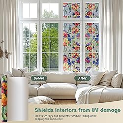 Oxdigi 3D Stained Glass Window Film - Static Cling
