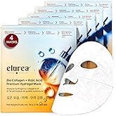 elurea Bio Collagen Mask + Kojic Acid Premium Hydrogel Face Mask (4 masks), Korean Mask for Luxury Beauty, Collagen Mask for Self Care, Korean Skincare, Hydrating Face Mask, Stocking Stuffers