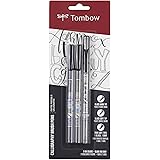 Tombow 62039 Fudenosuke Brush Pens, 3-Pack. Soft, Hard, and Twin Tip Markers for Calligraphy and Art Drawings