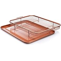 Gotham Steel, 2 Piece Nonstick Copper Crisper Tray and Basket, Air Fry in your Oven, for Baking and Crispy Foods, As…