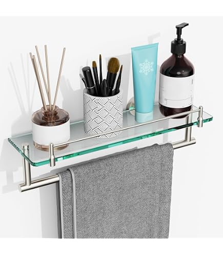 Milo Mensola Portaoggetti In Vetro E Acciaio Cromato Per Bagno – 40,6x11,4x2,5 Cm, Fissaggio A Parete, Collezione Coordinata