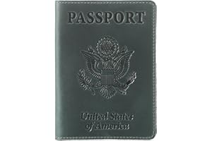 Shvigel US Leather Passport Book Cover - Thin American Travel Passport Holder - Premium International USA Passport Protector Case for Women Men (Green Vintage)