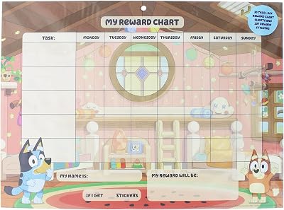 Blueprint Collections Bluey Reward Chart with 207 Stickers for Kids Behaviour