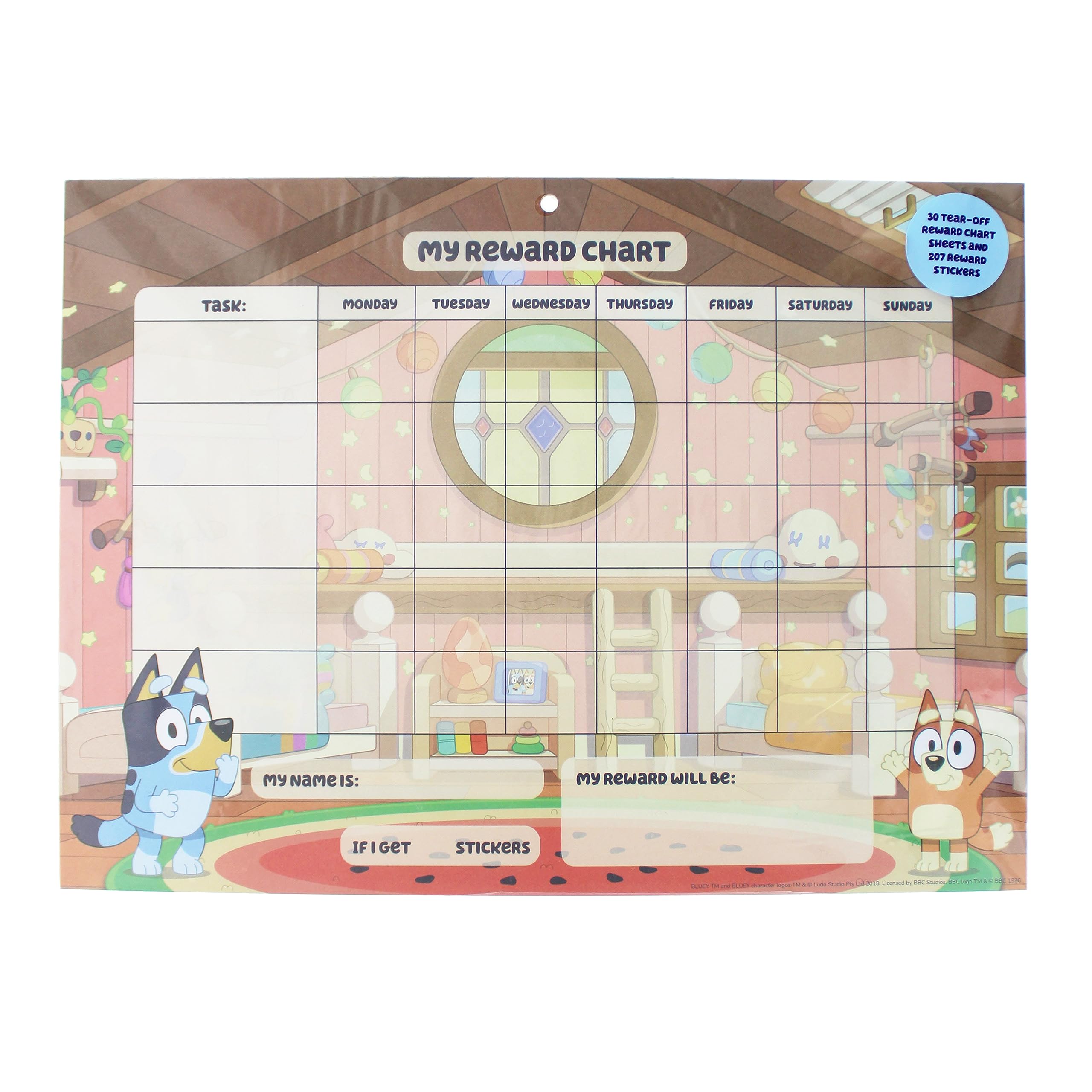 Bluey Reward Chart with Stickers | Reward Charts for Children Behaviour | Behaviour Charts for Children | Bluey Toys
