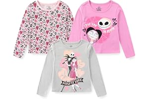 Disney Nightmare Before Christmas Girls 3 Pack Long Sleeve Shirt for Toddler and Big Kids