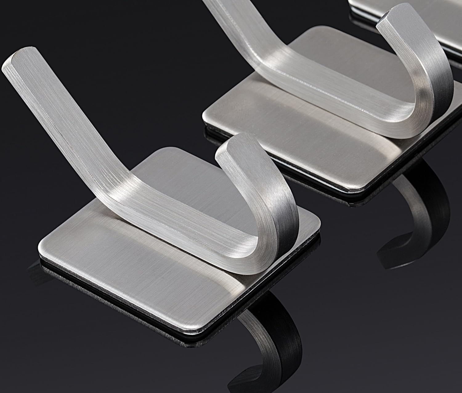 Taozun Towel Hooks Self Adhesive Coat Robe Hooks Bathroom Sticky Hanging Wall Hook Stainless Steel Brushed, 4 Pack - - 