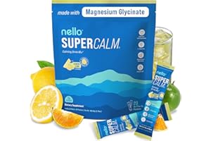 Nello Supercalm Powdered Drink Mix, Cortisol Reducer* and Sleep Aid Supplement, L Theanine, Ksm-66 Ashwagandha, Magnesium Glycinate, Vitamin D 3, No Sugar, Non GMO, On The Go, 20 Ct, Lemon Lime
