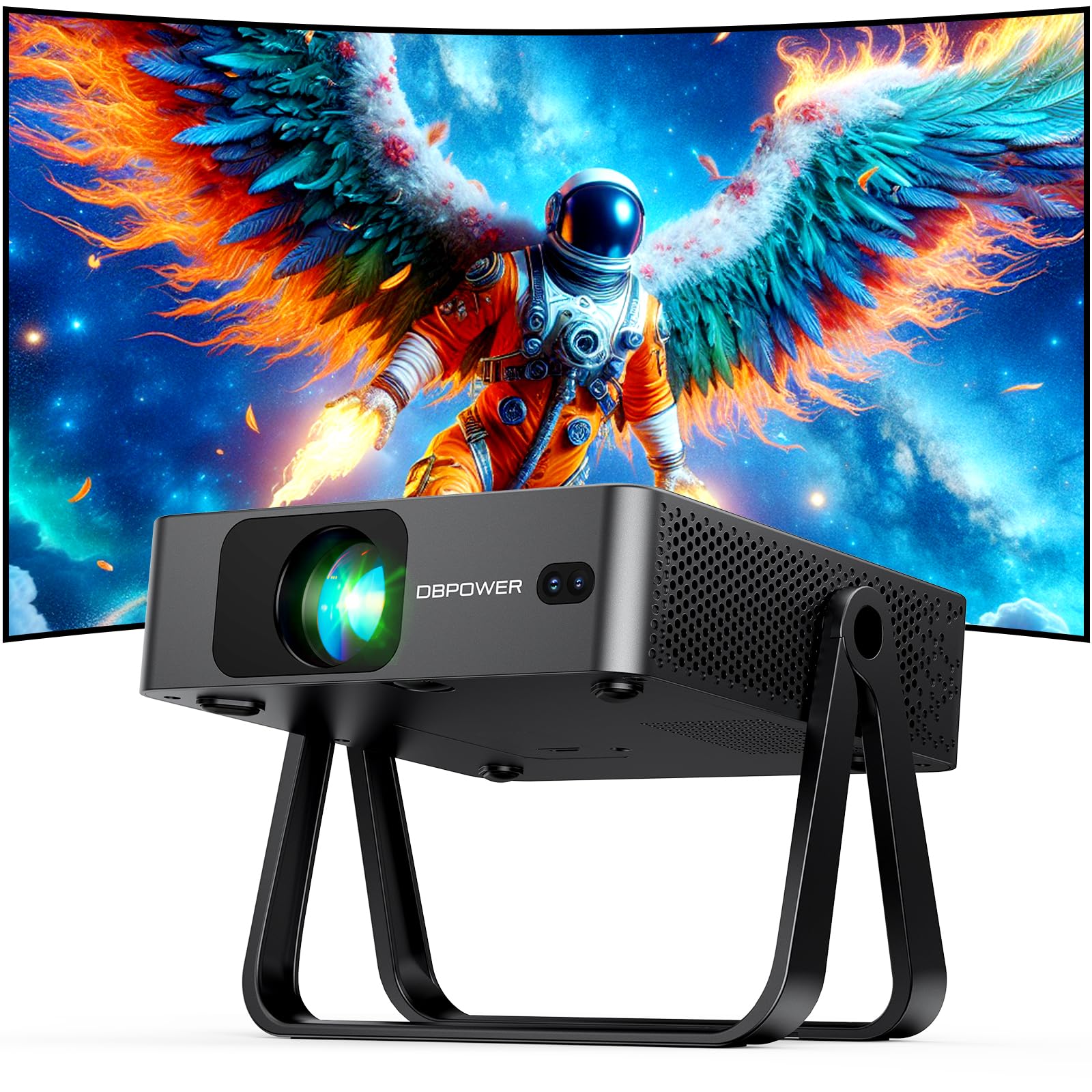 Photo 1 of [Ultra-Slim 1.97"| Auto Focus | Built-in Apps | 360° Stand] Smart Mini Projector with WiFi 6 & Bluetooth, Built-in Apps, DBPOWER N5 Movie Projector for Bedroom