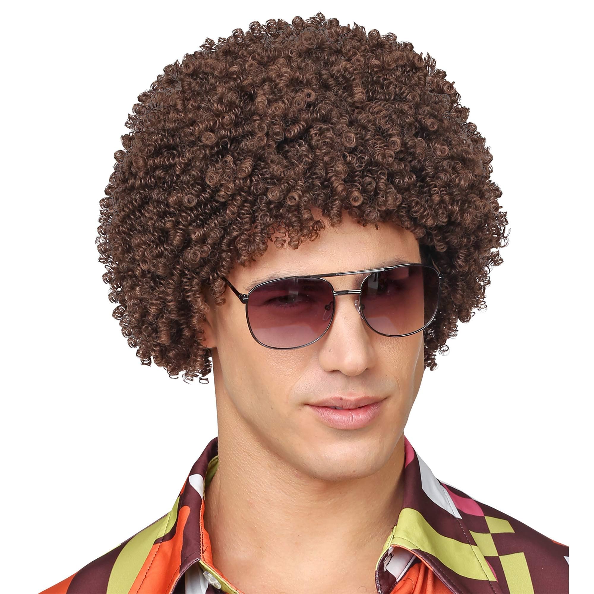 Brown 70S Disco Wig 70S Fancy Dress Costume Accessory Retro Hippy Groovy
