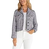Liverpool womens Button Front Plaid Bloucle Jacket