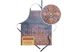 MAISON D' HERMINE Cotton Apron with Center Pocket, Kitchen Unisex Cloth Apron (1 Piece) with Long Ties for Painting Cooking Baking Restaurant