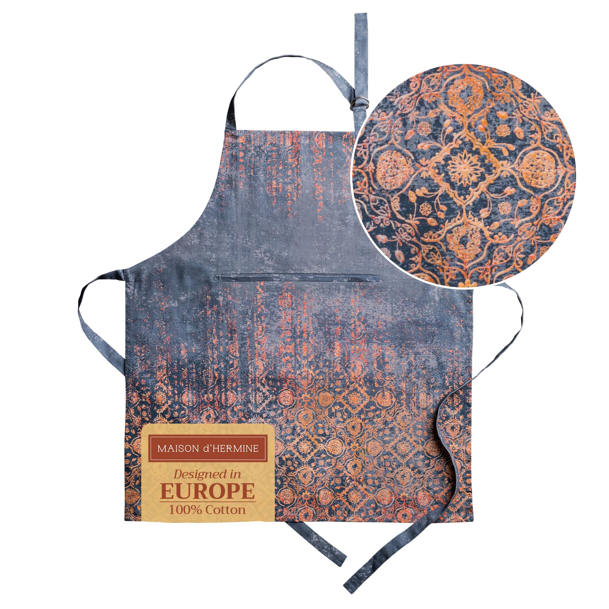 Maison d' Hermine 100% Cotton Apron for women with Pocket Kitchen Chef Autumn Apron for Men Cooking Gardening Server Waitress Maid - (Imperfection, 85 cm x 70 cm)