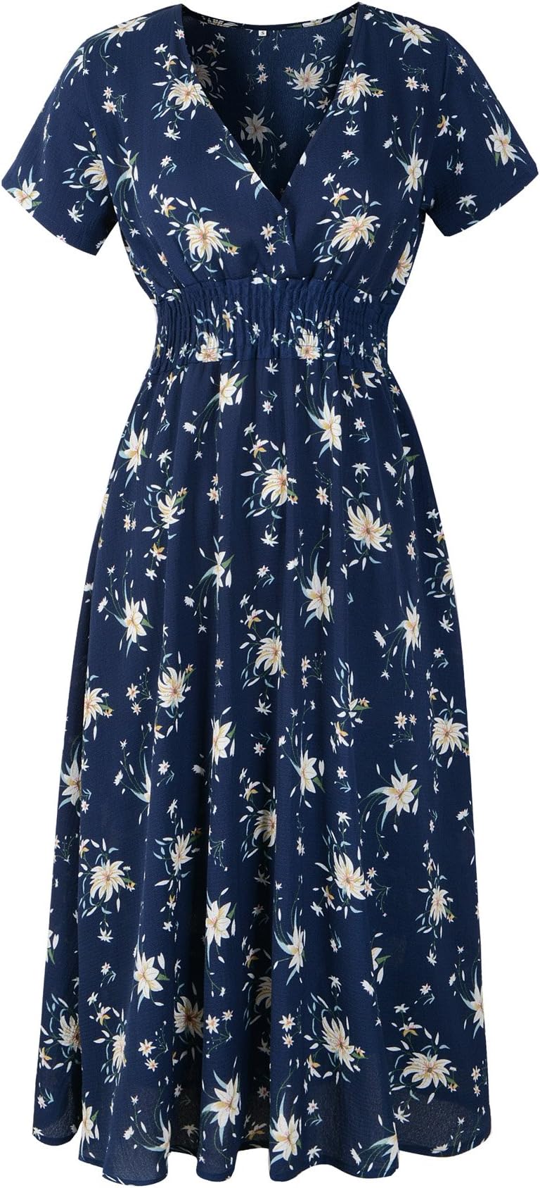 Chicanary Women's Floral Print Chiffon Midi Dresses